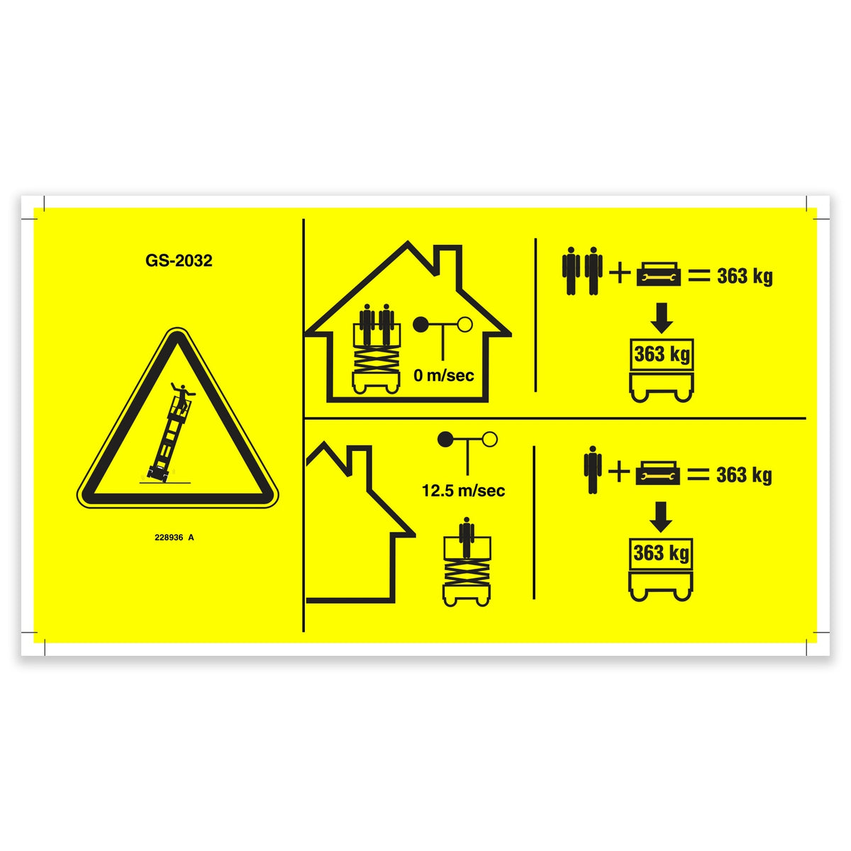 Genie 228936GT Decal, Sym Max Cap 363 Kg, Ce | Reliable Equipment Parts