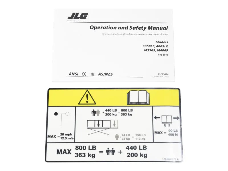 JLG Part # 2890322 – Kit,Pvc 1910 English