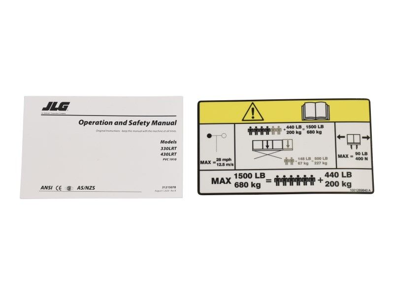 JLG Part # 2890331 – Kit,se Pvc 1910 English