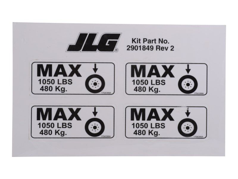 JLG Part # 2901849 – Wheel Load Decals