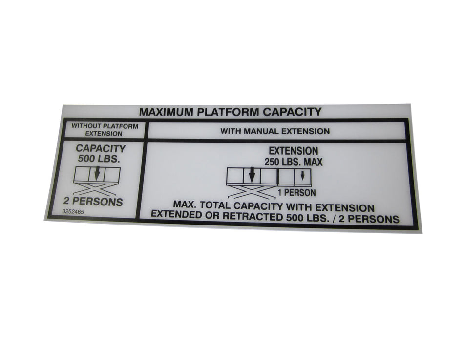 JLG Part # 3252465 -  Nameplate
