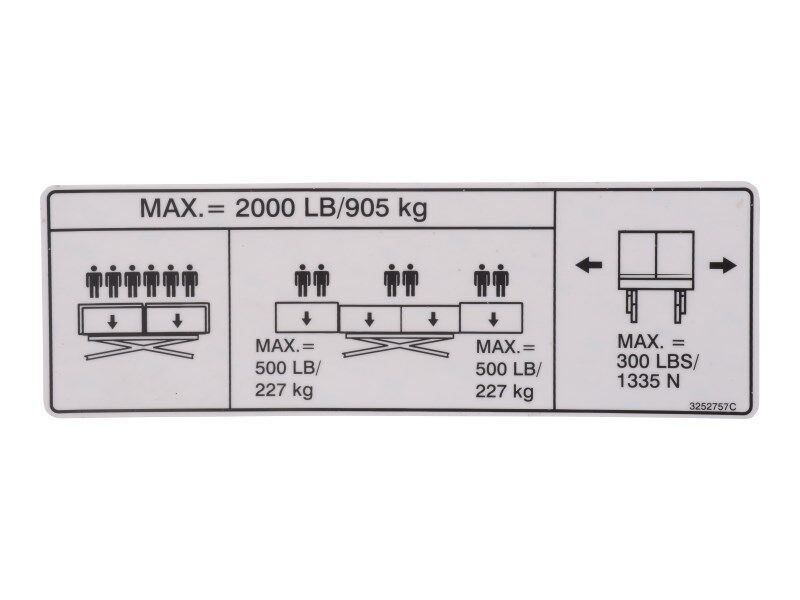 JLG Part # 3252757 – Nameplt,cap(dual Extension)D/C/L/B/J