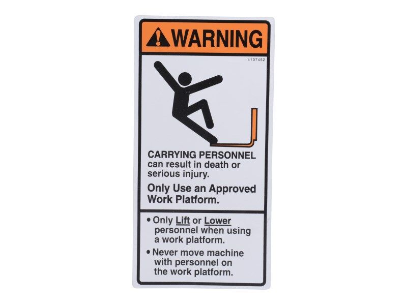 JLG Part # 4107452 – Decal Warning Falling