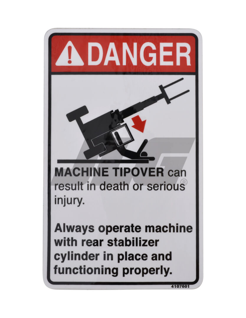 JLG Part # 4107601 – Decal Rear Stabilizer Danger