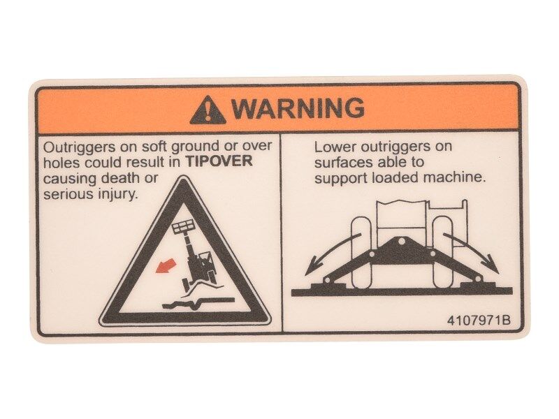 JLG Part # 4107971 – Decal Outrigger Contact Domest