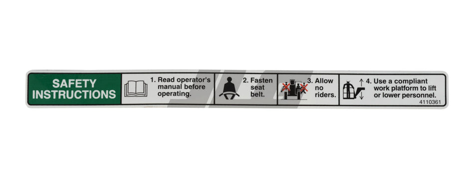 JLG Part # 4110361 – Decal Safety Instructions