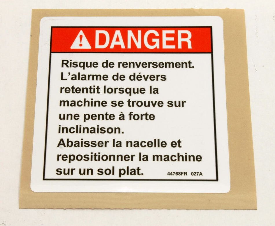 Genie 44768FRGT DECAL, DANGER,TIP-OVER