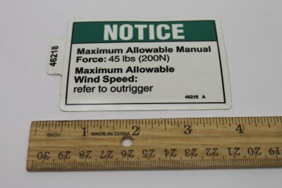 Genie 46218GT DECAL,NOTICE,SIDE FORCE 45,CE