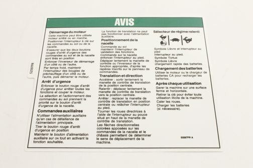Genie 52597FRGT DECAL,NOTICE,OPER INST BE