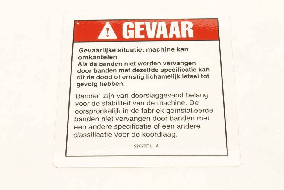 Genie 52672DUGT DECAL,DANGER,TIPOVER HAZARD***