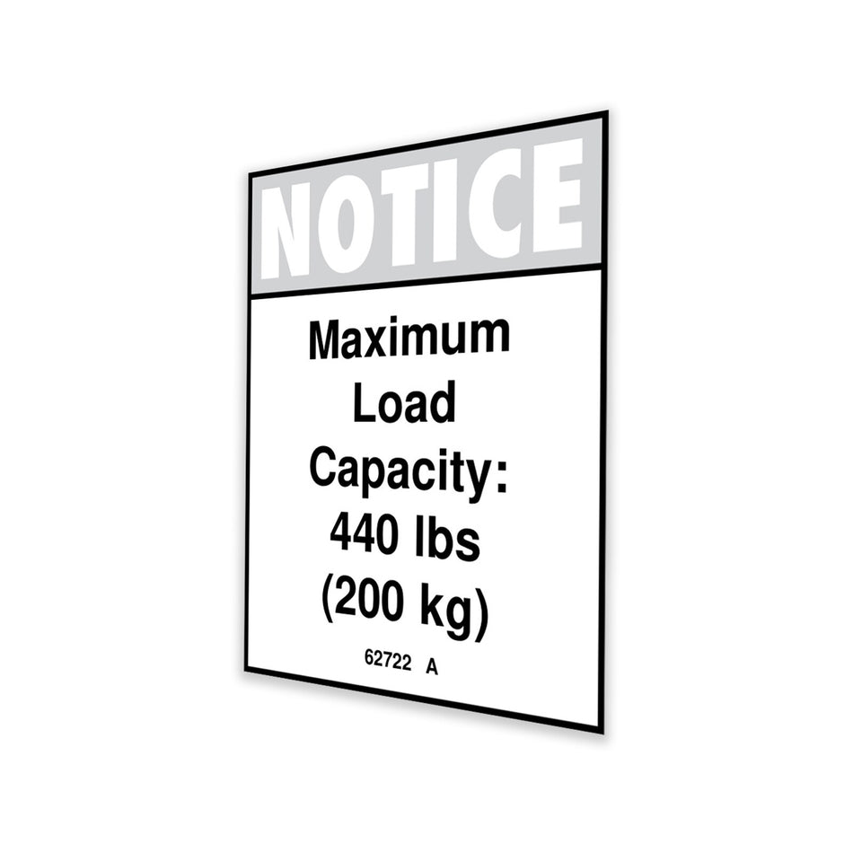 Genie 62722GT DECAL,NOTICE,MAX CAPACITY 440