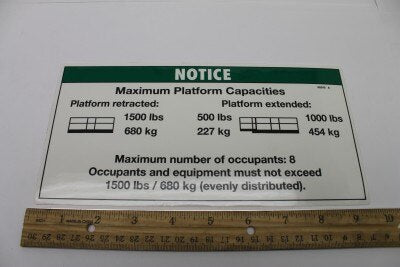 Genie 65245GT DECAL,NOTICE, MAX CAP 1500