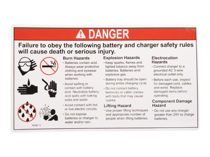 JLG Part # 70040433 – Danger Battery Safety