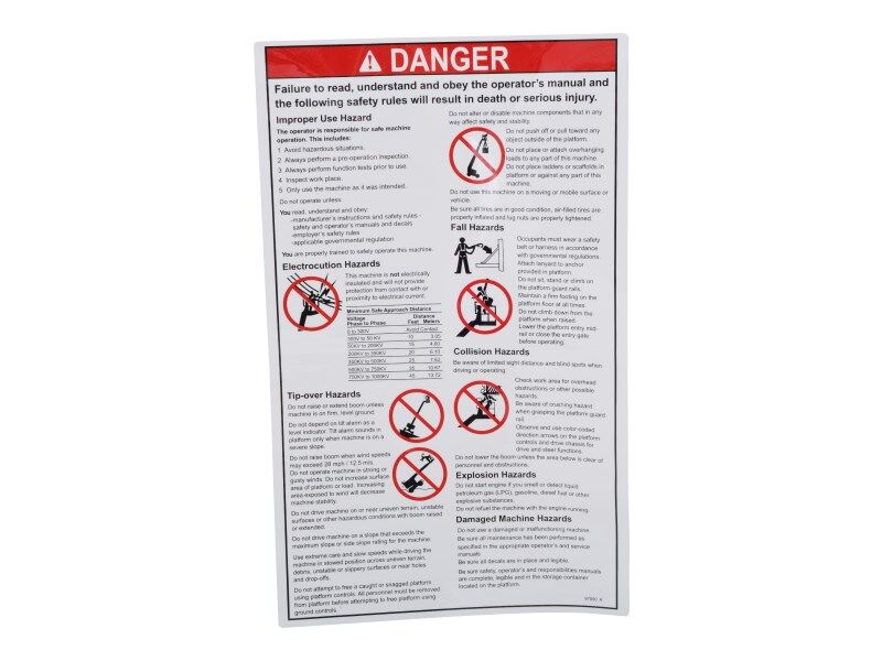 JLG Part # 70040456 – Gen Safety Rules