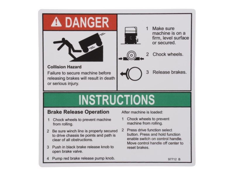 JLG Part # 70040476 – Brake Rel Safety