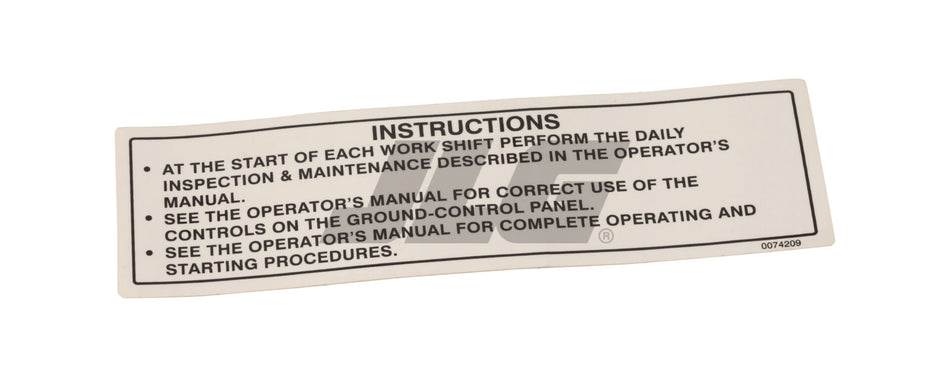 JLG Part # 70040527 – Decal Pre-start Instr Booms