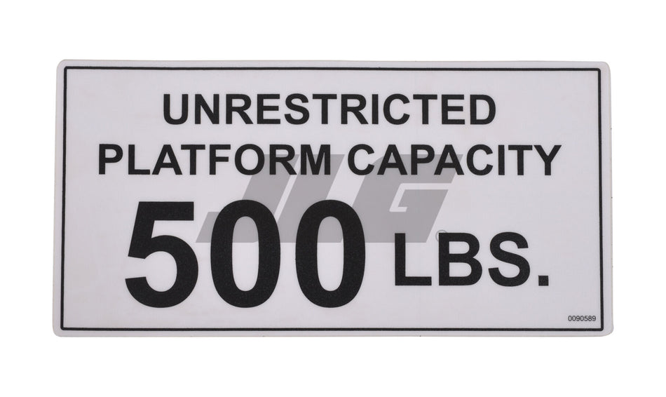 JLG Part # 70040533 – Decal Platf Capacity 500