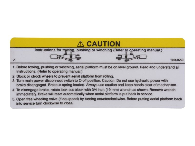 JLG Part # 70040638 – Decal, Caution Brake
