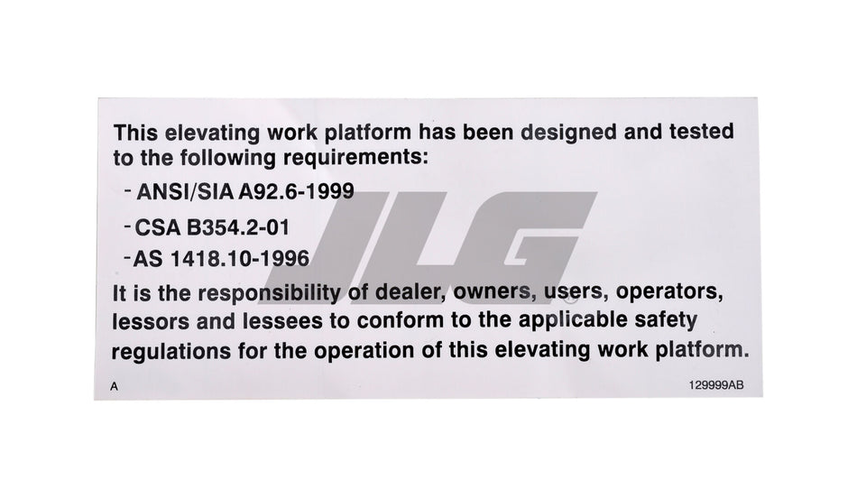 JLG Part # 70040654 – Decal