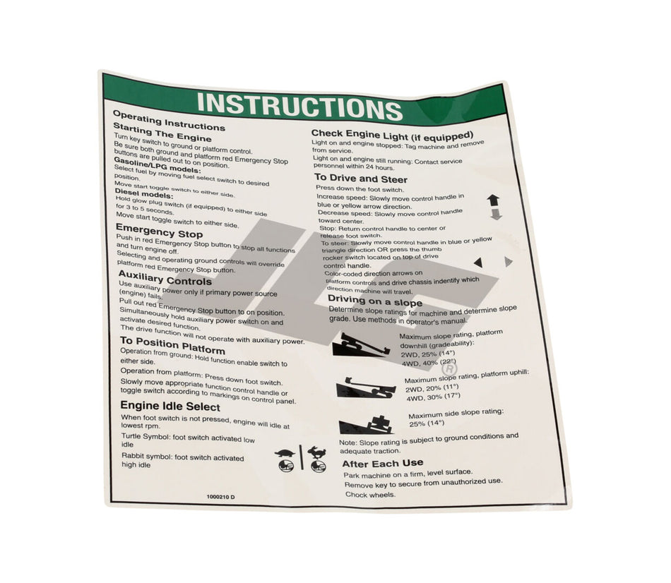 JLG Part # 70040751 – Decal