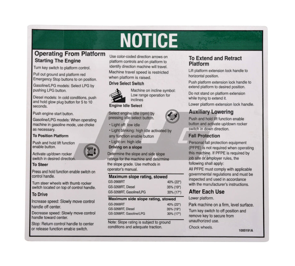 JLG Part # 70040752 – Instrument