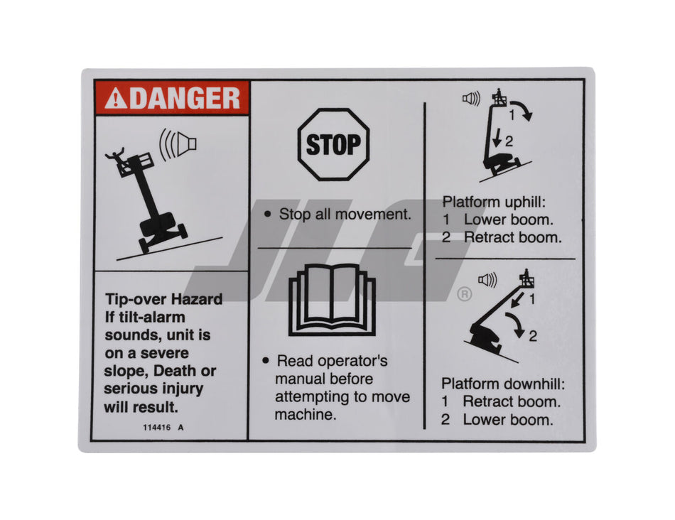JLG Part # 70040760 – Danger,tipover, Tilt