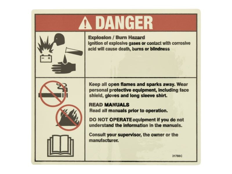 JLG Part # 70040816 – Danger Battery Safety