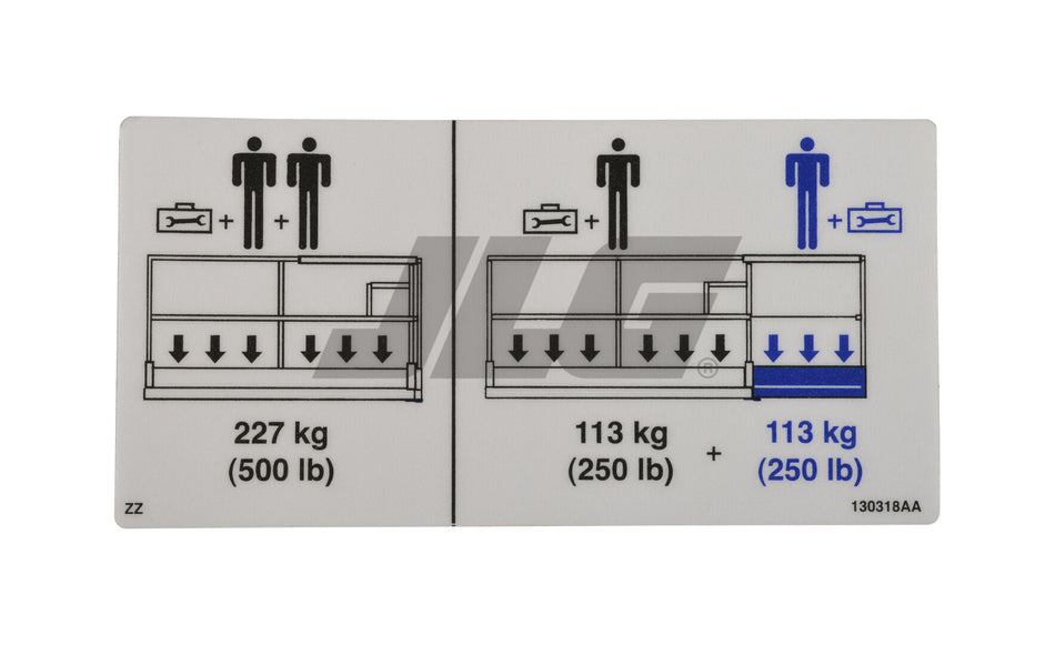 JLG Part # 70040889 – Pltfm Capacity Label