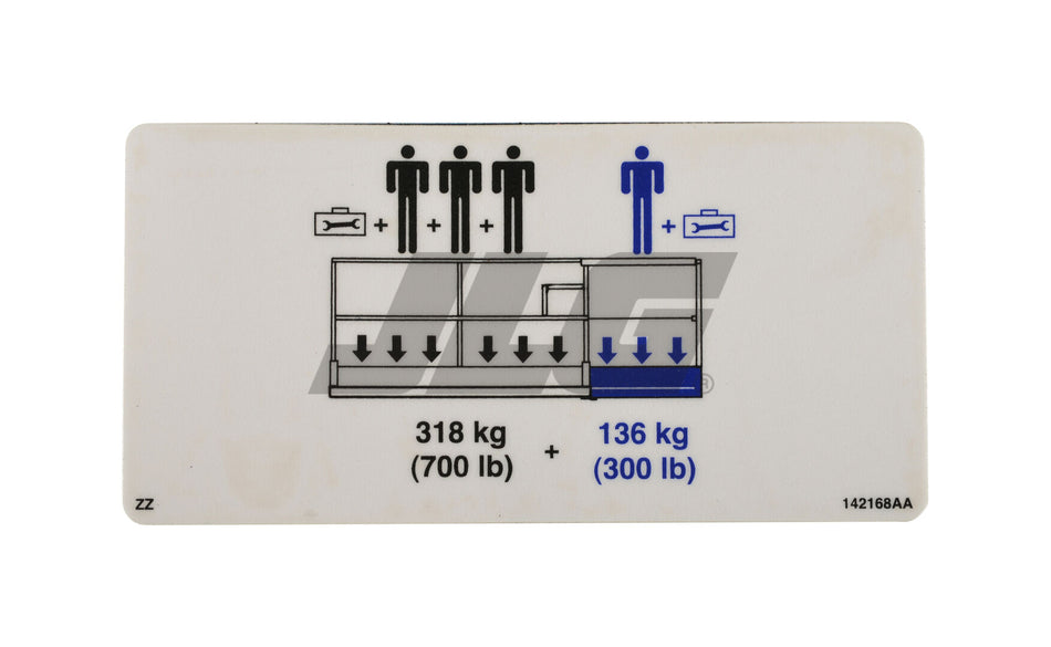JLG Part # 70040894 – Pltfm Capacity Decal