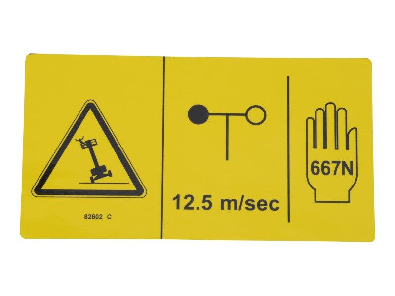 JLG Part # 70041059 – Decal,Danger,Max Side Frc