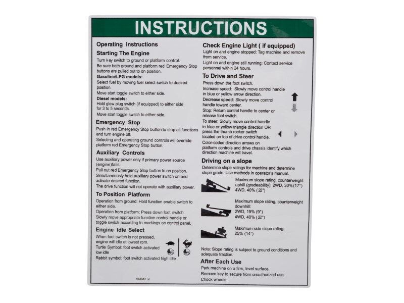 JLG Part # 70041499 – Decal