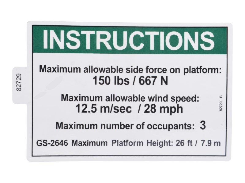 JLG Part # 70041502 – Decal, Side Frc Ansi 2646