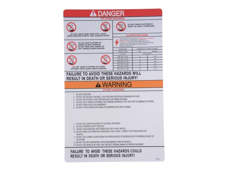 JLG Part # 70041540 – Decal