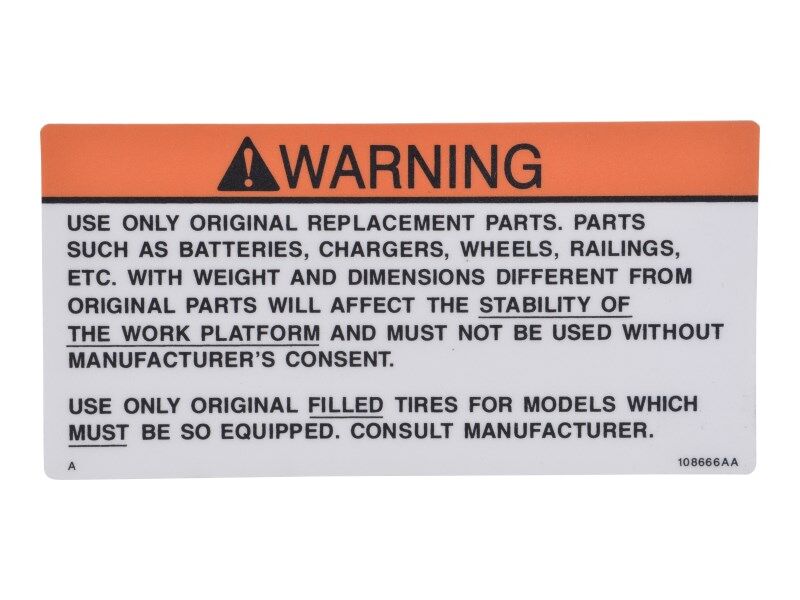 JLG Part # 70041546 – Decal, Caution