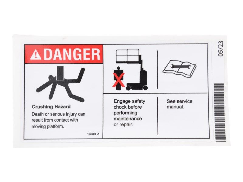 JLG Part # 70041573 – Decal, Crush Hazard, Use Safety