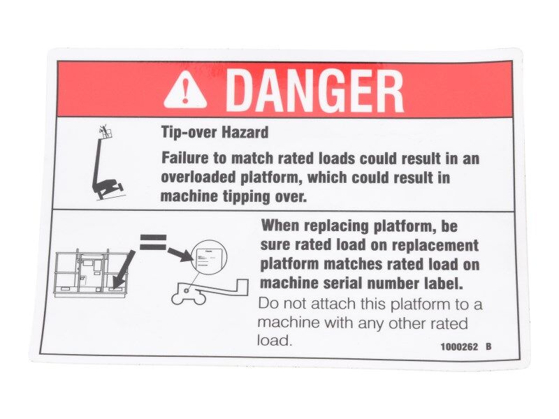 JLG Part # 70041735 – Decal, Danger, Tip-Over, Platform