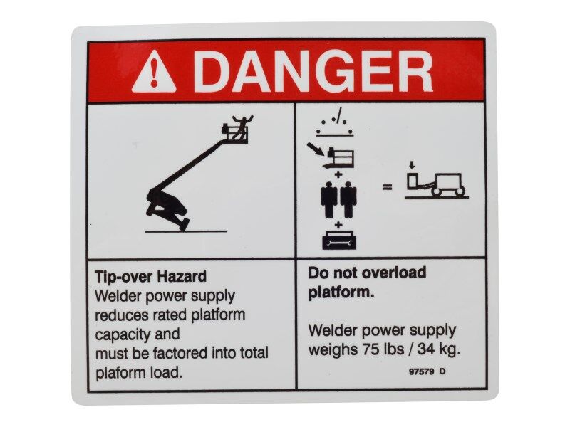 JLG Part # 70041736 – Decal, Danger, Tip-over