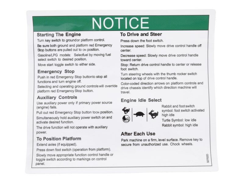 JLG Part # 70041770 – Decal