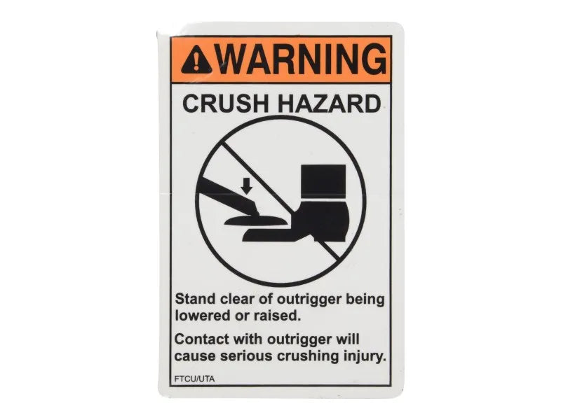 JLG Part # 70041873 – Warning Outrigger Decal