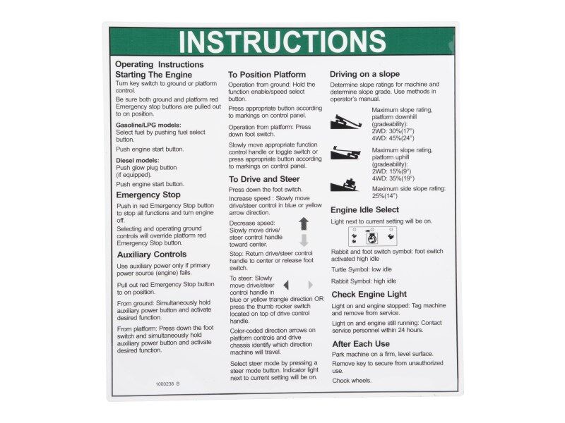JLG Part # 70041952 – Decal