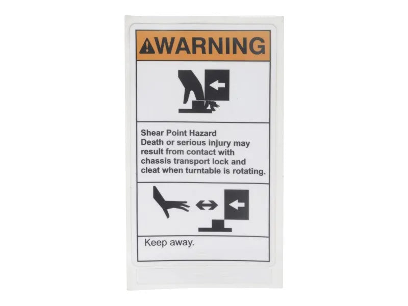 JLG Part # 70043283 – Warning Decal Shear Turntable