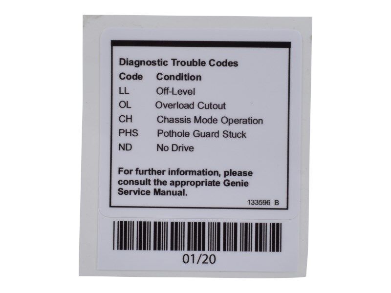 JLG Part # 70043620 – Decal