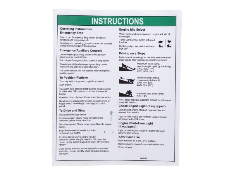JLG Part # 70043772 – Decal