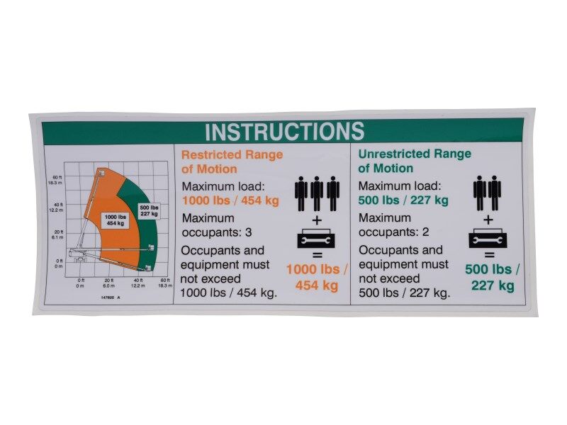 JLG Part # 70043790 – Decal,Instructions Pltfm