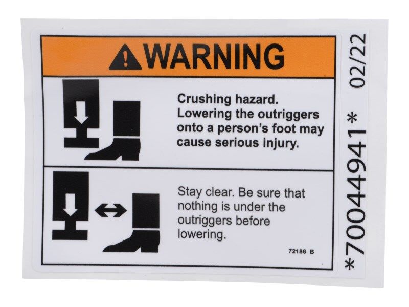 JLG Part # 70044941 – Warning Decal, Crushing Hazard
