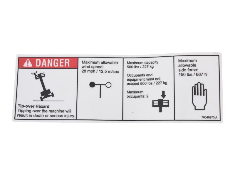 JLG Part # 70046973 – Decal,Danger