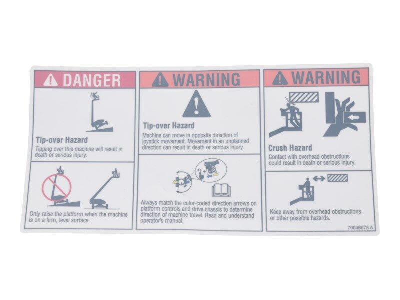 JLG Part # 70046978 – Warning Decal