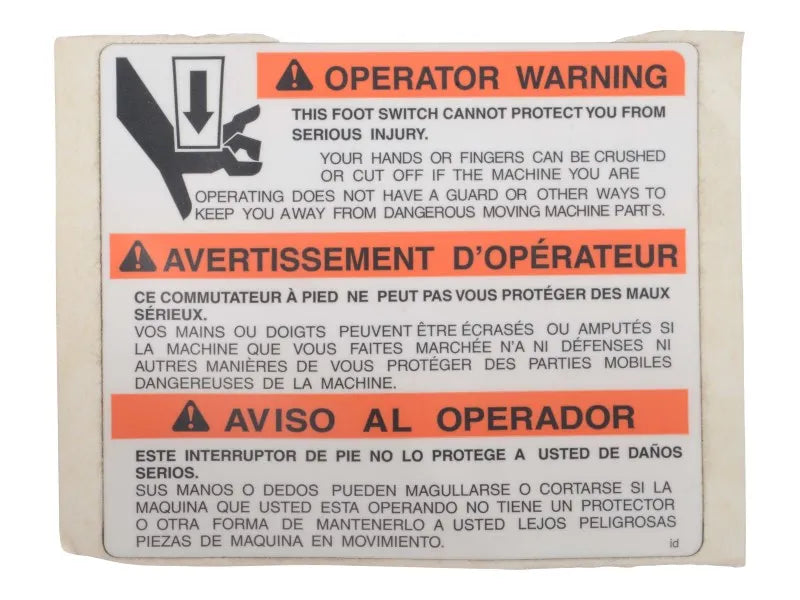 JLG Part # 7020248 – Decal, Footswitch (Left Side)