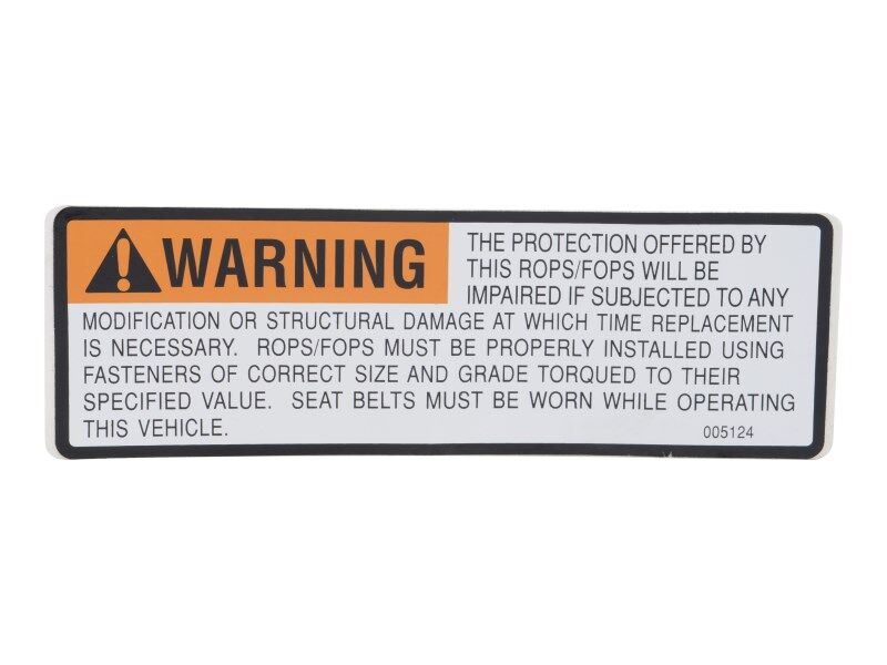 JLG Part # 7029994 – Decal, Rops Fops Warning