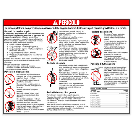 Genie 72844ITGT DECAL,DANGER,GENERAL SAFE,IWP